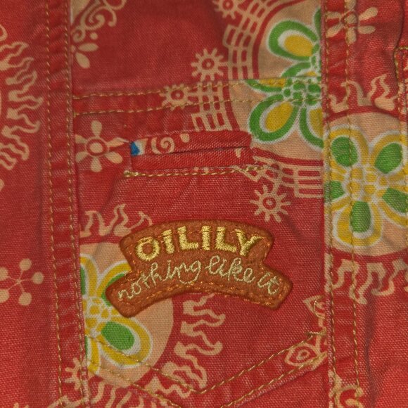 Oilily Orange Floral Jean Jacket Woman's Large - Picture 5 of 8